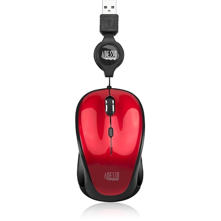 Adesso Publishing Adesso Usb Mini Mouse, w/ Retractable Usb Cable, Adjustable 3 Level IMOUSES8R